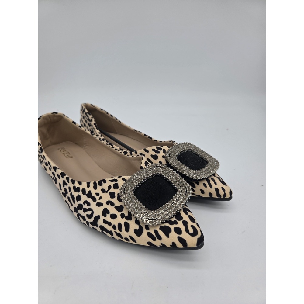 Woman's‎ Flat Close Toed Leopard Print Bling Rhinestone Size 42 US 9.5 NEW